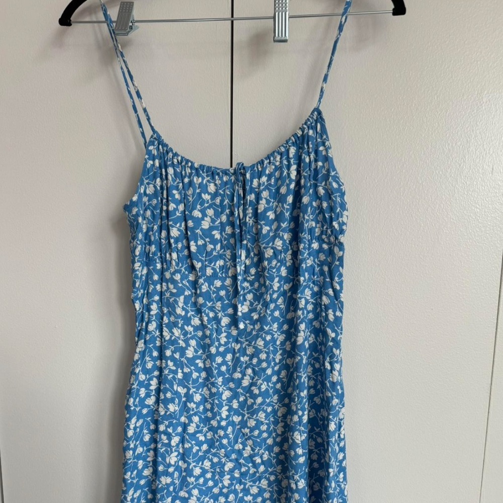 Reformation Blue and White Floral Pattern Dress